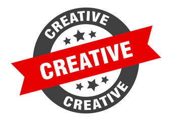 creative sign. creative round ribbon sticker. creative tag