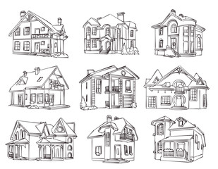 vector set of individual house for design