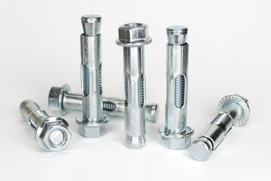 Anchor bolts for fixing in concrete on a white background.