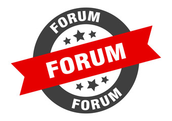 forum sign. forum round ribbon sticker. forum tag