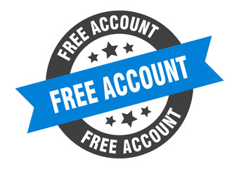 free account sign. free account round ribbon sticker. free account tag