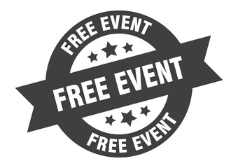 free event sign. free event round ribbon sticker. free event tag
