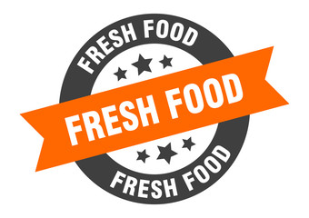 fresh food sign. fresh food round ribbon sticker. fresh food tag