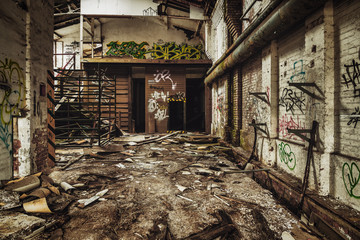 Fototapeta na wymiar abandoned factory interior