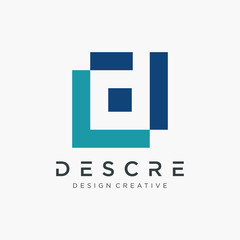 Monogram Letter D negative space logo design with Pixel concept. initial B Abstract with Pixel Square Art Minimalist Logo. digital technology concept. - vector