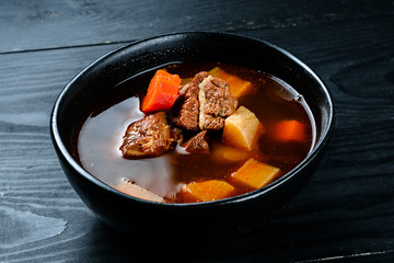 traditional chinese soup with beef radish and carrots