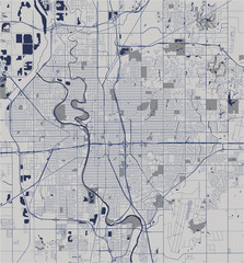map of the city of Wichita, Kansas, USA