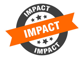 impact sign. impact round ribbon sticker. impact tag