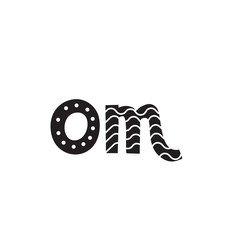Om. yoga illustration with lettering. Yoga, meditation, buddhism and hinduism theme. Hand written word black and whote ornament isolated on white background.