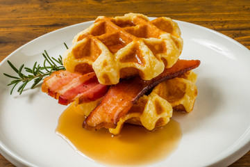 ワッフル Waffles of Dutch, French and Belgian foods