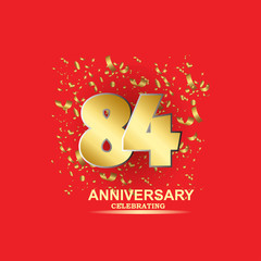 84 Year Anniversary Vector Template Design Illustration