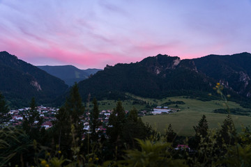 Terchova village during sunset Birth place of Juraj Janosik