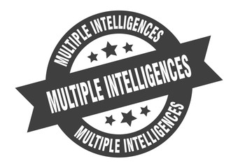 multiple intelligences sign. multiple intelligences round ribbon sticker. multiple intelligences tag