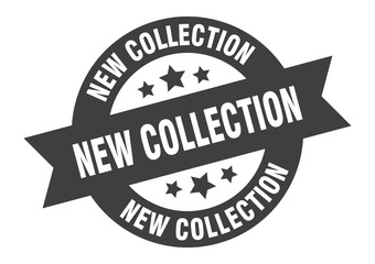 Fototapeta premium new collection sign. new collection round ribbon sticker. new collection tag
