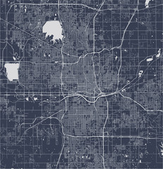 map of the city of Oklahoma, Oklahoma City, USA