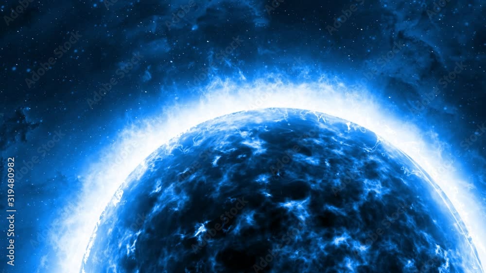 Wall mural mysterious giant gas planet or fire star on cosmos. galactic 3d rendering, galaxy or supernova.