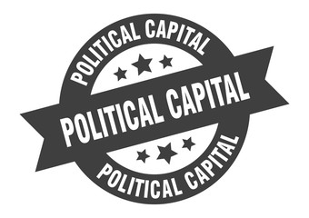 political capital sign. political capital round ribbon sticker. political capital tag