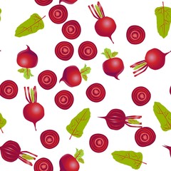 Cute seamless pattern with cartoon violet beetroot