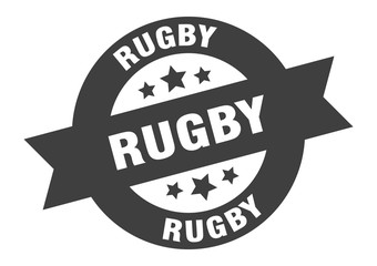 rugby sign. rugby round ribbon sticker. rugby tag