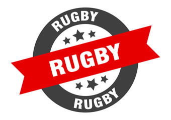 rugby sign. rugby round ribbon sticker. rugby tag