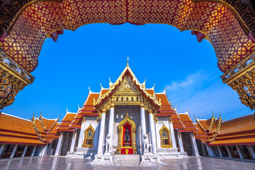 Fototapeta premium Wat Benchamabophit, Dusit Wanaram, Ratchaworawihan, Popularne atrakcje turystyczne, Bangkok, Tajlandia.