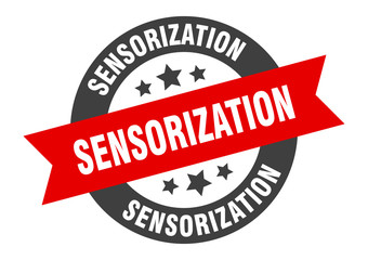 sensorization sign. sensorization round ribbon sticker. sensorization tag