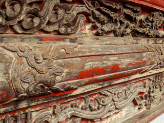 Decorative elements on the Temple of Literature (Vietnamese: Van Mieu) in Hanoi, Vietnam