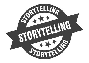 storytelling sign. storytelling round ribbon sticker. storytelling tag