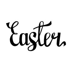Vector Happy Easter lettering card. Hand drawn lettering poster for Easter. Modern calligraphy