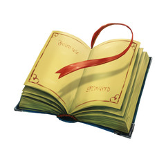 Digital painted book, isolated from background. Magic book icon. Beautiful illustration about reading. Magical old vintage book.