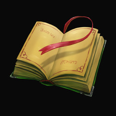 Digital painted book, isolated from background. Magic book icon. Beautiful illustration about reading. Magical old vintage book.