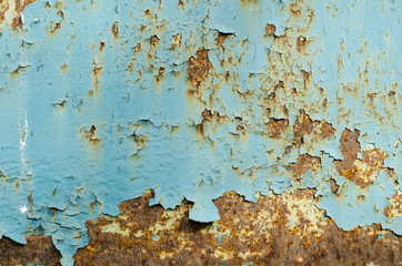 Old rusty metal surface. Old paint falls off the metal. The structure of the old paint.