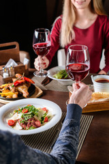couple in a restaurant romantic dinner