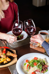 Toasting with red wine