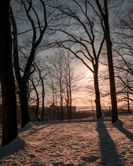 Blick auf Pirna im Winter mit Schnee