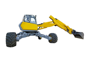 Yellow spider excavator isolated