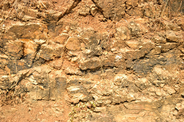 Pattern of Rough Grunge Vintage Stone Wall Texture light yellow Color Background