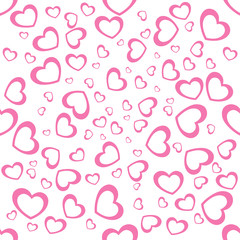 Seamless pattern hearts vector. Seamless pattern with random pink hearts for valentines day. Vector illustration.