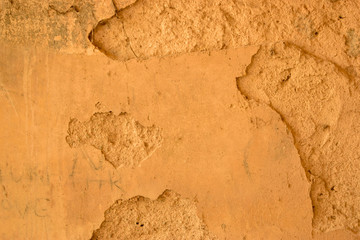 Rough Grunge Vintage light yellow Cement Wall Background Distressed Weathered, Dirty Old Texture 