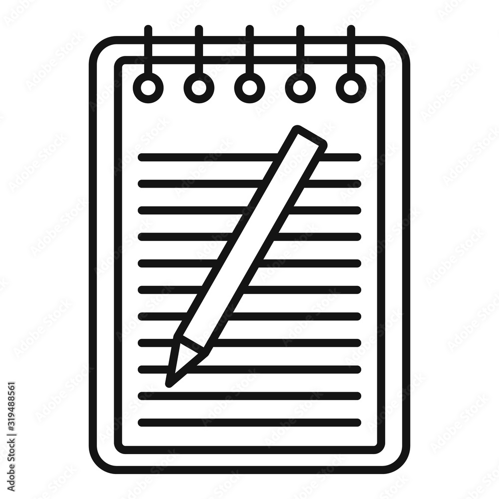 Poster exam paper notebook icon. outline exam paper notebook vector icon for web design isolated on white b