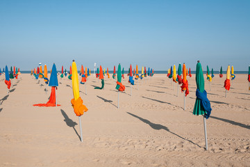 View on the Deauville beach at sunny weather, France