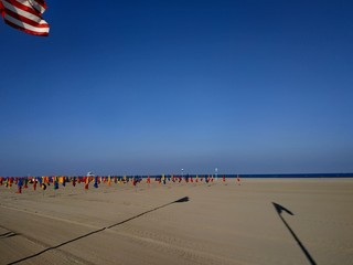 View on the Deauville beach at sunny weather, France