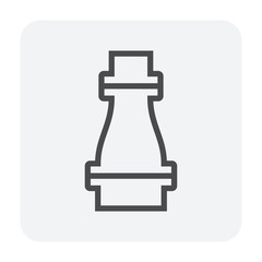 Obraz premium Pipe icon and flange fitting for pipeline connection with valve and other pipe. For transportation liquid or gas i.e.crude, oil, natural gas, sewage, wastewater. Also for plumbing and irrigation.