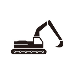 Construction excavator vector icon illustration sign