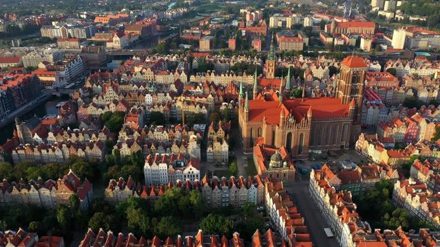 Aerial View of Gdansk, Old Town, Stare Miasto, Stara Motlawa, Strefa Historyczna, Wolne Miasto, Poland