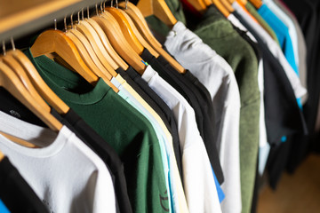 Male clothes on hangers