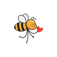 cute bee cartoon character vector illustration