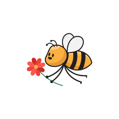 cute bee cartoon character vector illustration