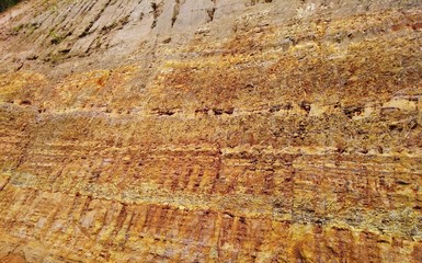 tephra rocks outcrop near the road