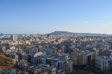 Barcelona, Spanien: Blick auf die Altstadt vom Passionsturm der Sagrada Familia